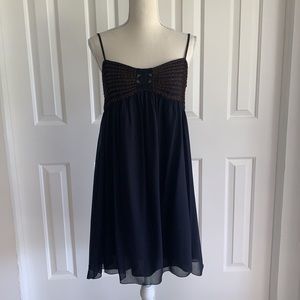 Limited Edition Leon Max Navy/Brown Babydoll Dress